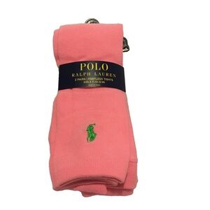 Polo Ralph Lauren Cotton Blend Footless 2 Pair Footless Tights Pink,Size S/M,NWT